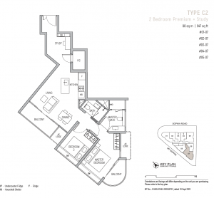 sophia-regency-singapore-floor-plan-2-bedroom-premium-study-type-c2